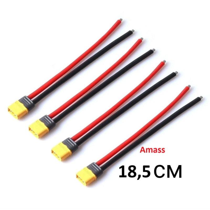 XT60 H-M Amass із силіконовими дротами AWG12 18,5 см кінці залужені male(папа) XT60 H-M Amass із силіконовими дротами AWG12 18,5 см кінці залужені male(папа)